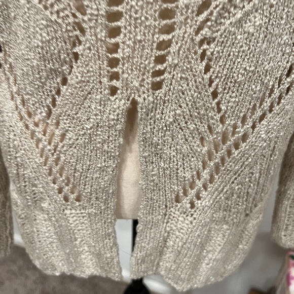 Braeve Anthologies crochet knit v neck with strap sweater tunic top - Picture 6 of 10